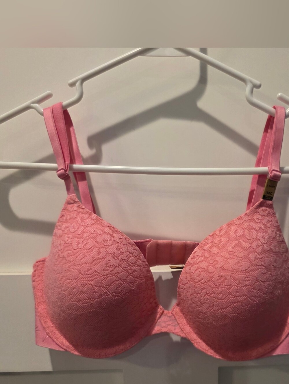 NEW Victoria's Secret PINK Lightly LIned T-Shirt Bra Dreamy Leopard Lace 34C